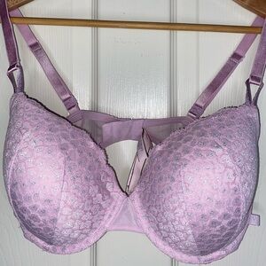 Victoria’s Secret Lined Demi Bra 38D Light Pink Leopard Glitter Lace